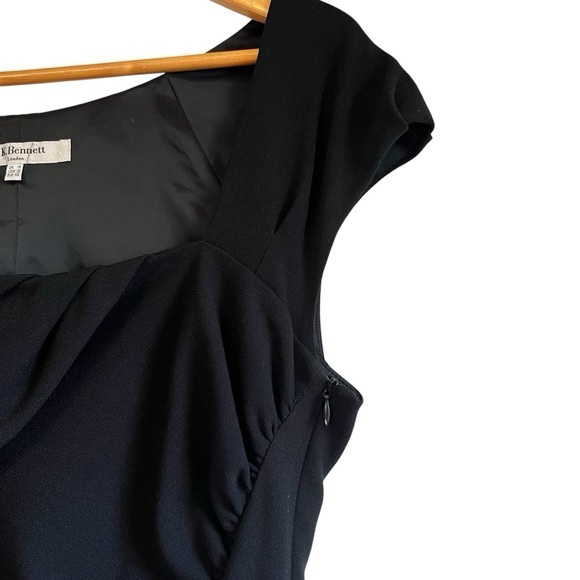 L.K.Bennett Davina black ruched cocktail sheath dress Sz 10 excellent condition - Picture 7 of 12